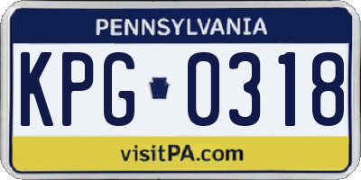 PA license plate KPG0318