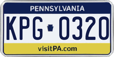 PA license plate KPG0320
