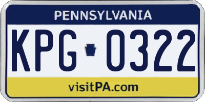 PA license plate KPG0322