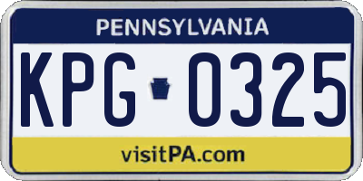 PA license plate KPG0325