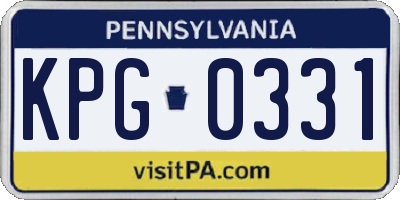 PA license plate KPG0331