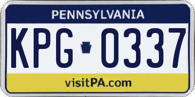 PA license plate KPG0337