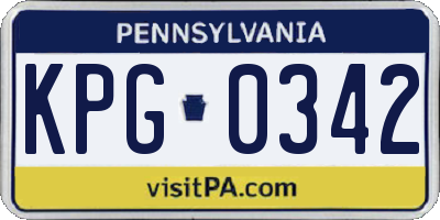 PA license plate KPG0342