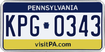 PA license plate KPG0343