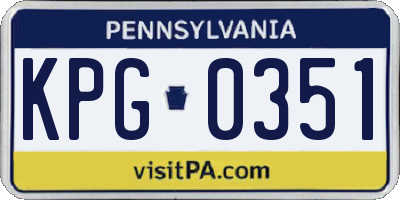 PA license plate KPG0351