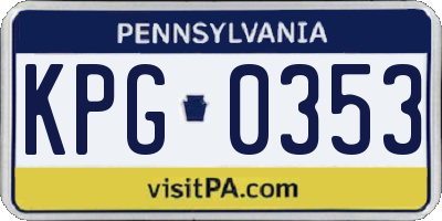PA license plate KPG0353