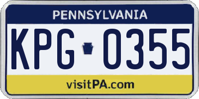 PA license plate KPG0355