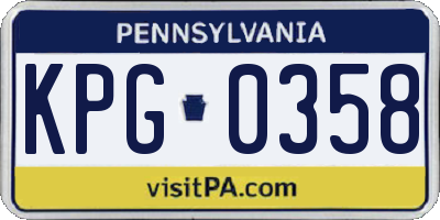 PA license plate KPG0358