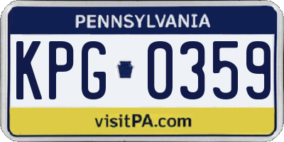 PA license plate KPG0359