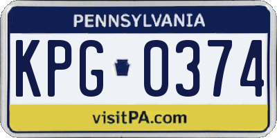 PA license plate KPG0374