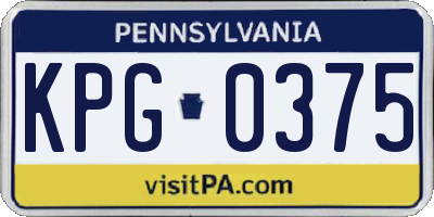 PA license plate KPG0375