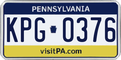 PA license plate KPG0376
