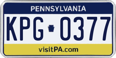 PA license plate KPG0377