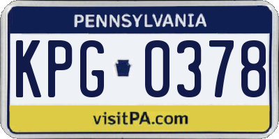 PA license plate KPG0378