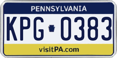 PA license plate KPG0383