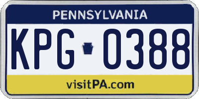 PA license plate KPG0388