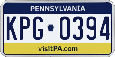 PA license plate KPG0394