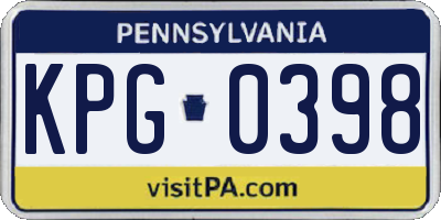 PA license plate KPG0398