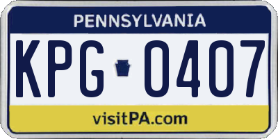 PA license plate KPG0407
