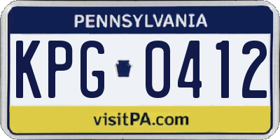 PA license plate KPG0412