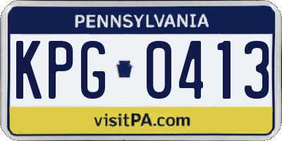 PA license plate KPG0413