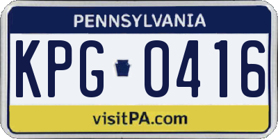 PA license plate KPG0416