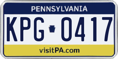 PA license plate KPG0417