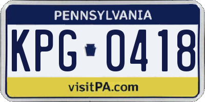 PA license plate KPG0418