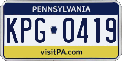 PA license plate KPG0419