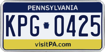 PA license plate KPG0425