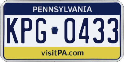 PA license plate KPG0433