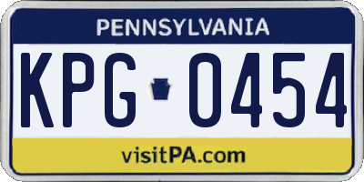 PA license plate KPG0454