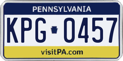 PA license plate KPG0457