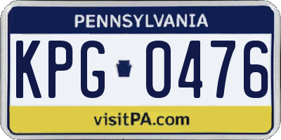 PA license plate KPG0476