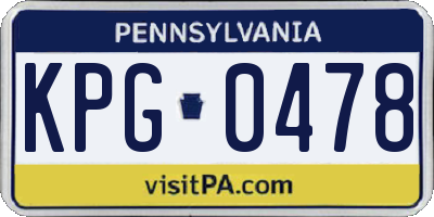PA license plate KPG0478
