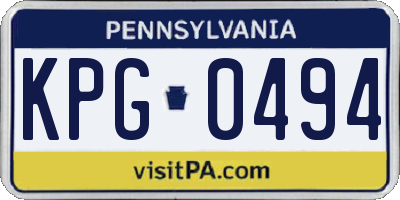 PA license plate KPG0494