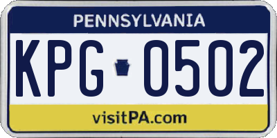 PA license plate KPG0502