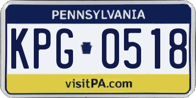 PA license plate KPG0518