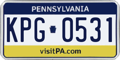 PA license plate KPG0531