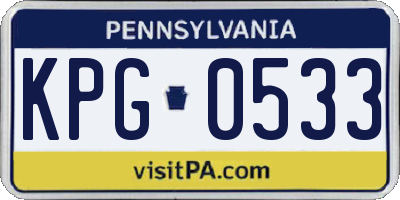 PA license plate KPG0533