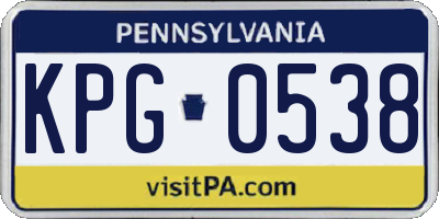 PA license plate KPG0538
