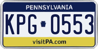 PA license plate KPG0553
