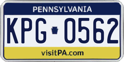 PA license plate KPG0562