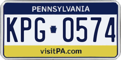 PA license plate KPG0574
