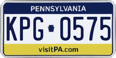 PA license plate KPG0575