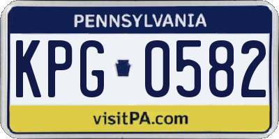 PA license plate KPG0582