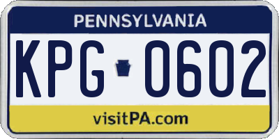 PA license plate KPG0602