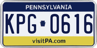 PA license plate KPG0616