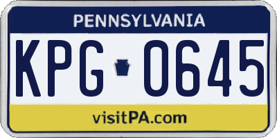 PA license plate KPG0645