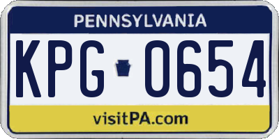 PA license plate KPG0654